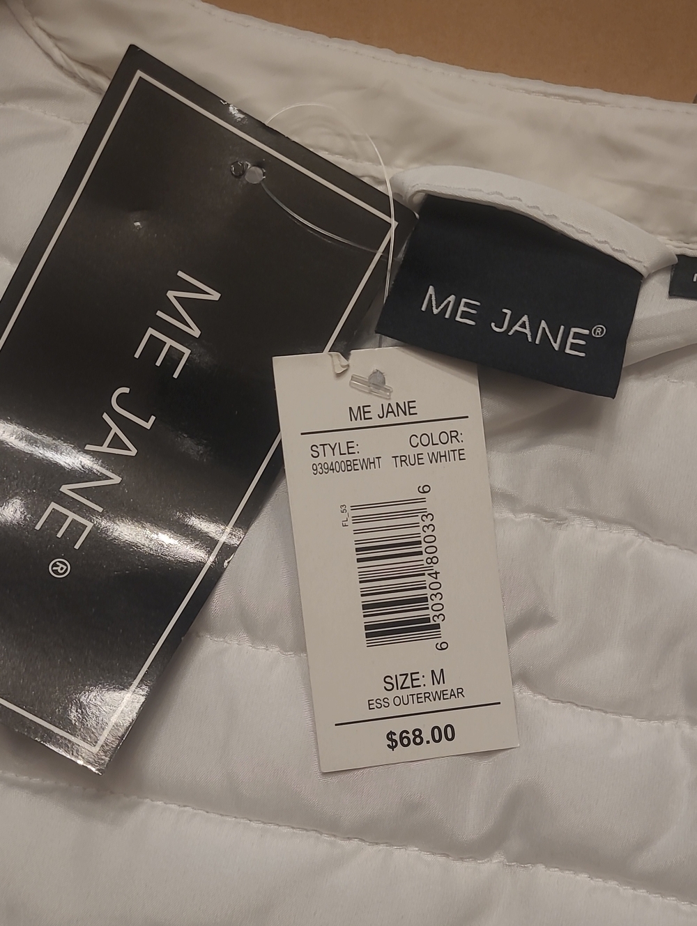 ME JANE White Puffer Jacket. M.  NWT! - Picture 4 of 5